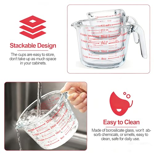 6 Pcs Glass Measuring Cups with Lids Set