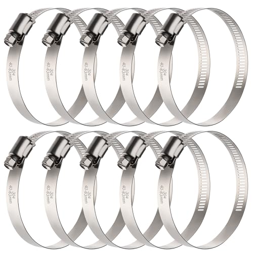 10PCS Hose Clamps Stainless Steel Adjustable 1