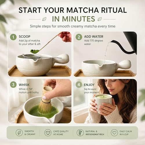 HAPPY PATH & CO Patented Matcha Bowl Set with Handle & Spout