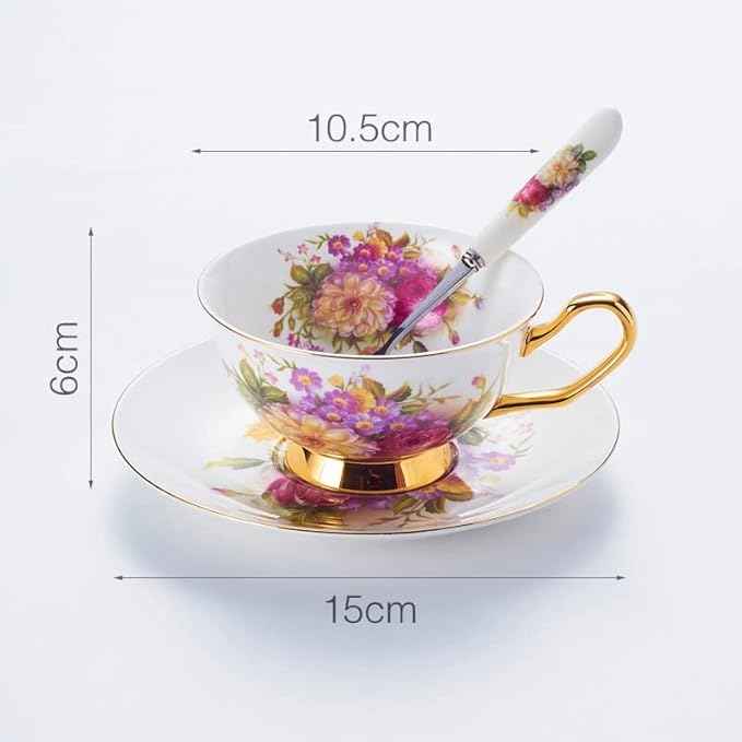 Coffee Mugs Pastoral Floral Bone Tea Cup Saucer Spoon Set 200ml Cafe Ceramic Coffee Cup Elegant Advanced Porcelain Teacup Dropshipping Mug Set (Color : 1Cup)