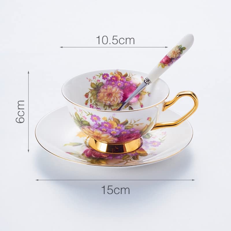 Coffee Mugs Pastoral Floral Bone Tea Cup Saucer Spoon Set 200ml Cafe Ceramic Coffee Cup Elegant Advanced Porcelain Teacup Dropshipping Mug Set