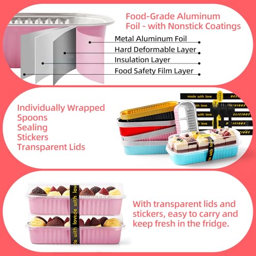 120 Pcs Mixed Color Mini Loaf Pans with Lids and Spoons (30 Count)