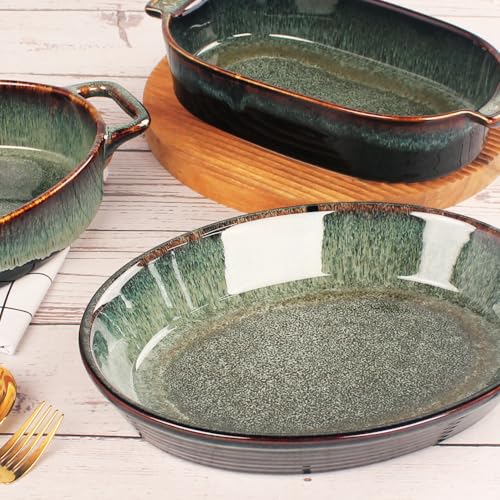 Oval 9.5 x 7 Inch Ceramic Pie Pan Quiche Baking Dish Set of 2 (2 Count)