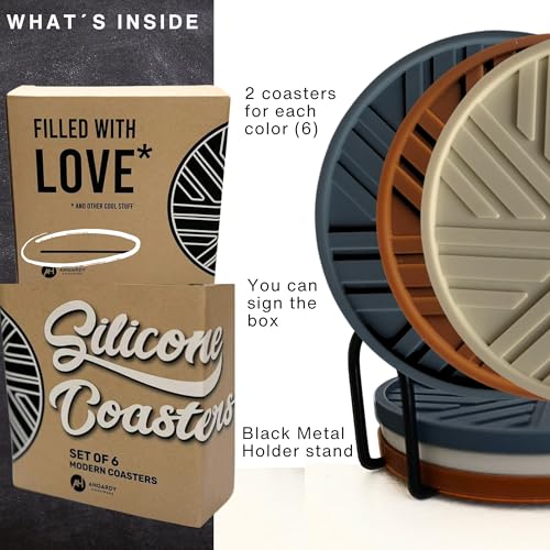 Silicone Coasters Set of 6 with Modern Patterns (6 Count)