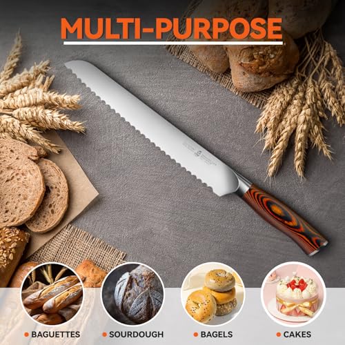 Bread Knife 10 inch Upgraded Serrated Knife for Homemade Sourdough Bread