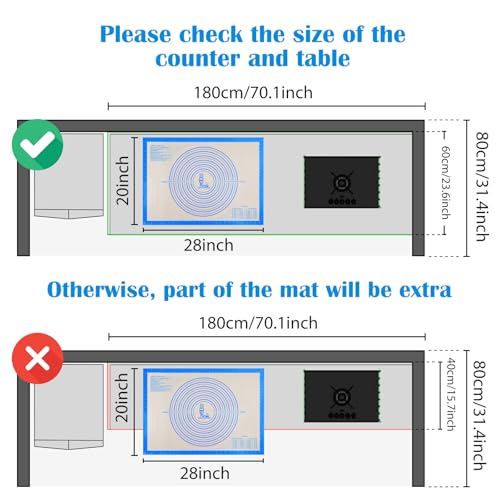 Nonstick Silicone Pastry Mat Extra Large with Measurements Dough Baking Mat