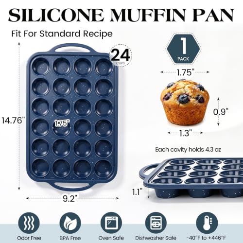 24 Cup Silicone Muffin Pan with Metal Reinforced Frame