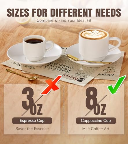 8 Ounce Porcelain Cappuccino Cups Set of 4 (4 Count)