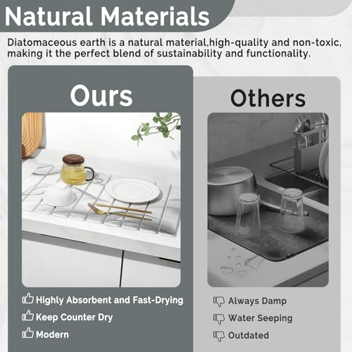 Large Stone Dish Drying Mat for Kitchen Counter (2 Count)
