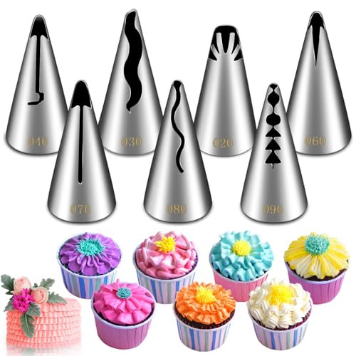 7 Pieces Pleated Skirt Piping Nozzles Set