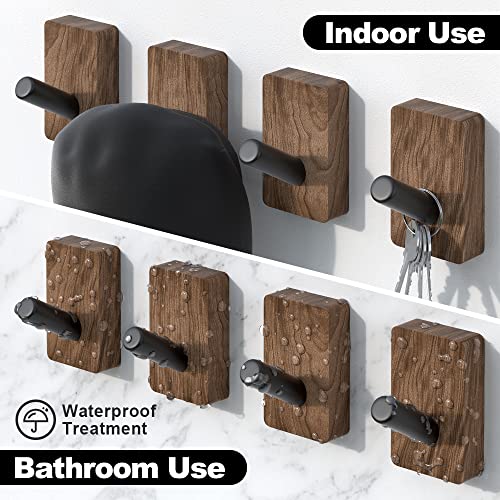 4 PCS Black Walnut Wood Wall Hooks (4 Count)