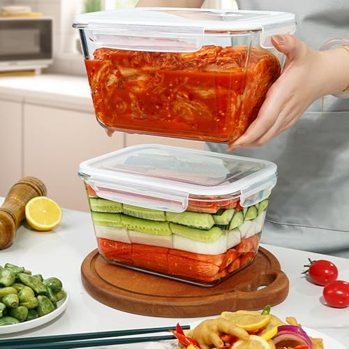 2 Pack Large Glass Storage Containers with Lids 85oz