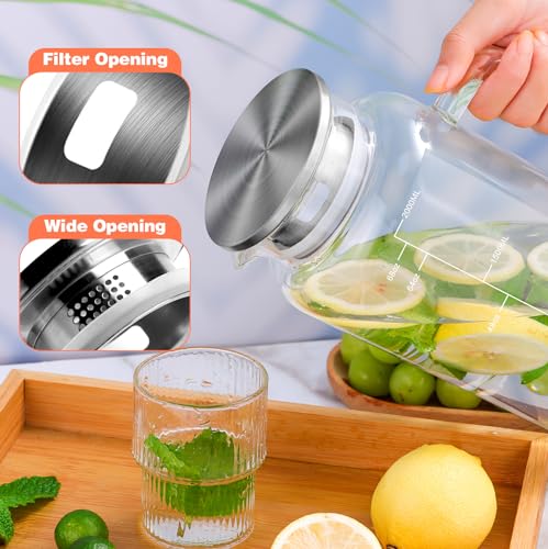 68oz Glass Pitcher with Lid and Handle for Fridge
