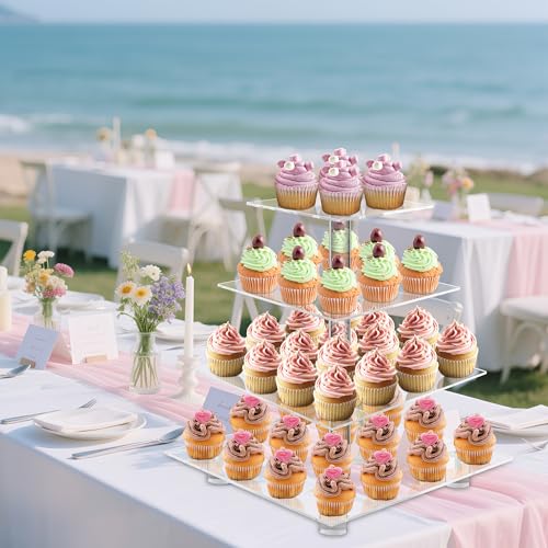 4 Tier Acrylic Cupcake Stand with Base