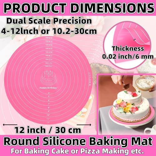 Silicone Baking Mat Cake Mat Silicone Cake Mat Silicone Baking Mat with Measurements for CakeTurntable Stand Non
