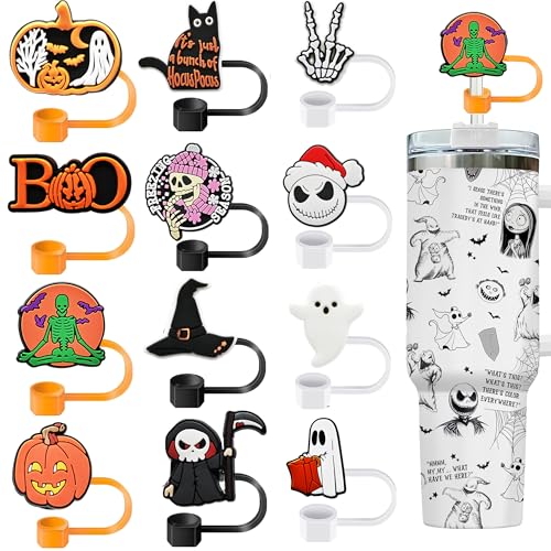 12 PCS Halloween Straw Toppers for Stanley 30&40 Oz Tumbler (12 Count)