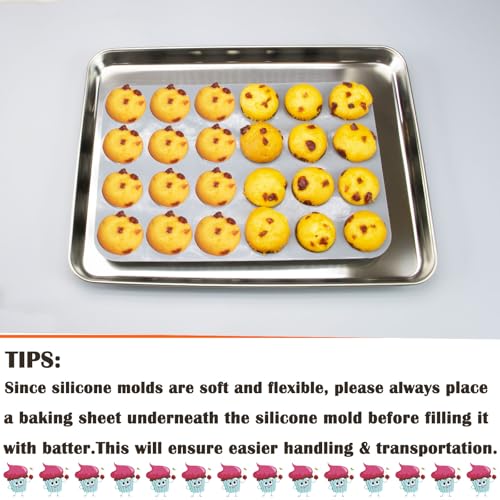 24 Cups Silicone Mini Muffin Pan Set (2 Count)