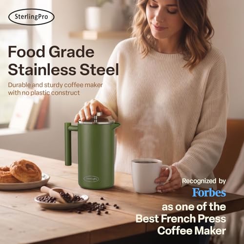Non Toxic Large Insulated Stainless Steel French Press Coffee Maker 51oz Capacity