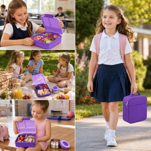 Bento Lunch Box for Kids with 8oz Soup Thermo&Lunch Bag (47 Count)