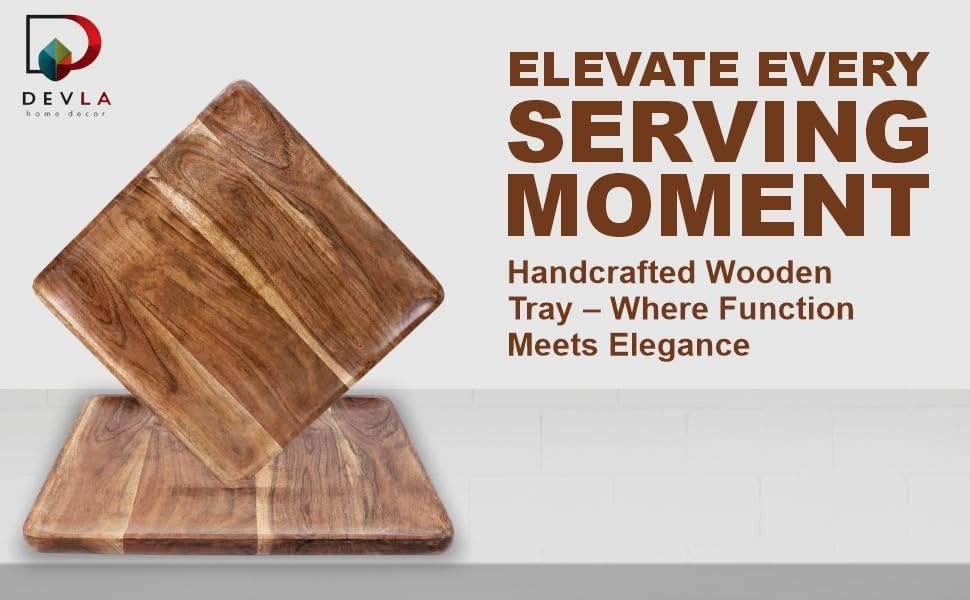 Square Acacia Wood Plates (2 Count)