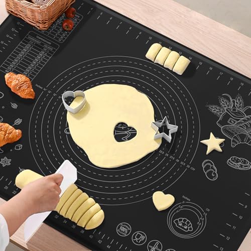 Silicone Baking Mat 32" x 24" Extra Thickness Dough Rolling Mat with Measurements and Edge Heightening
