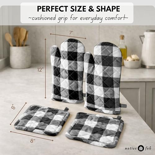 Buffalo Plaid Check Oven Mitts and Pot Holders Set of 4 (4 Count)