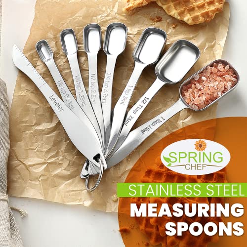 Stainless Steel Measuring Spoons Set of 8 with Leveler