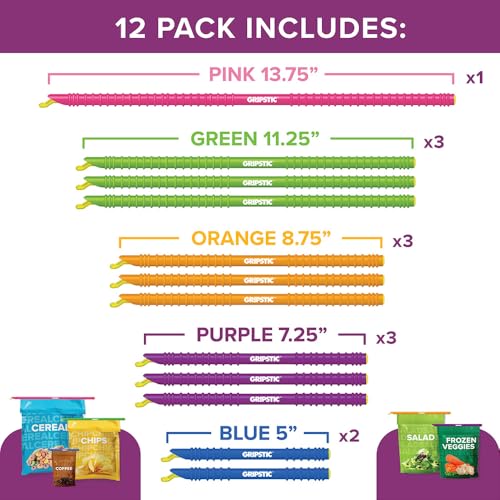 12 Pack Assorted Food Bag Sealers Reusable Chip Clips Bag Clips (12 Count)