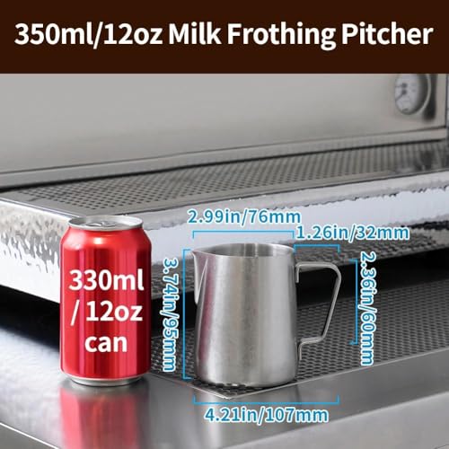 12oz Milk Frothing Pitcher Stainless Steel Espresso Steaming Jug