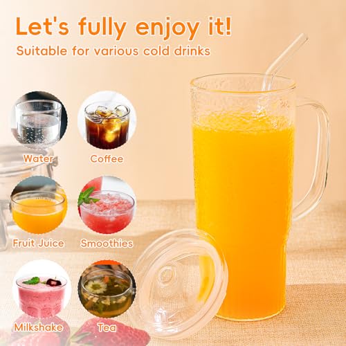 Glass Cups with Lids and Straws (2 Count)