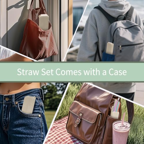 Silicone Reusable Straws with Case (7 Count)