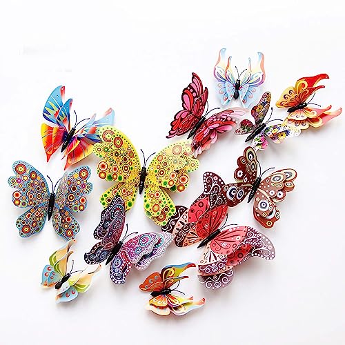 3D Butterfly Wall Decor Butterfly Decorations Stickers with Magnets (24 Count)