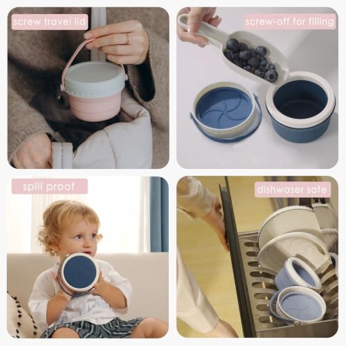 No Spill Silicone Toddler Snack Containers (12 Ounce)
