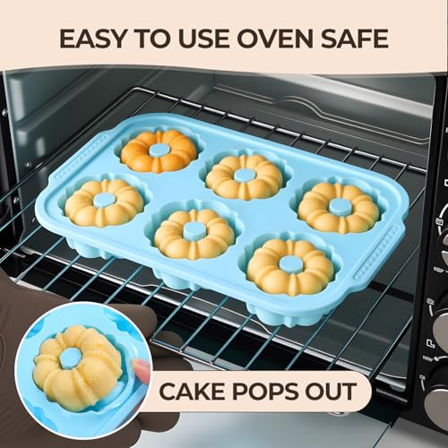 Mini Fluted Tube Cake Pans for Baking with Metal Reinforced Frame (2 Count)