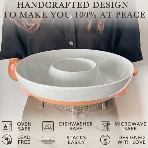 Ceramic Chips and Dip Serving Tray