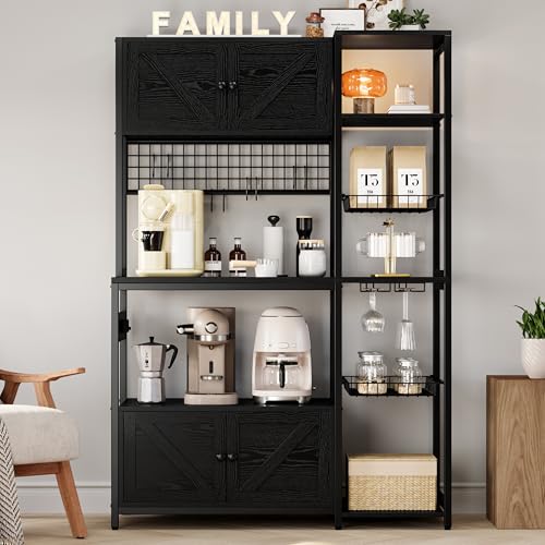 Bakers Rack with Cabinet and Power Outlet