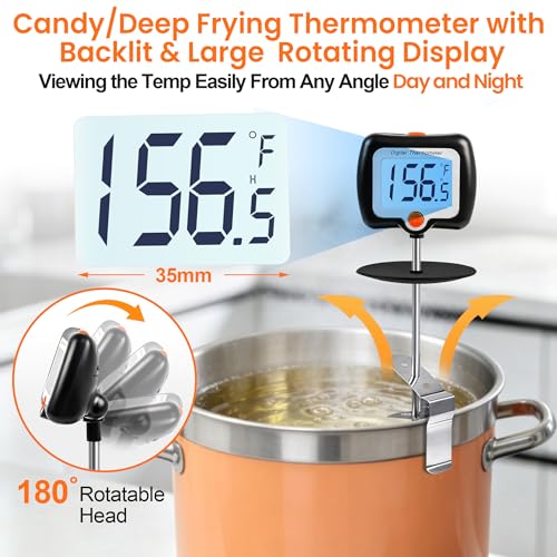 10 Inch Long Digital Candy Thermometer with Pot Clip