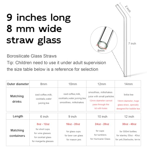 Reusable Glass Straws Bent (4 Count)