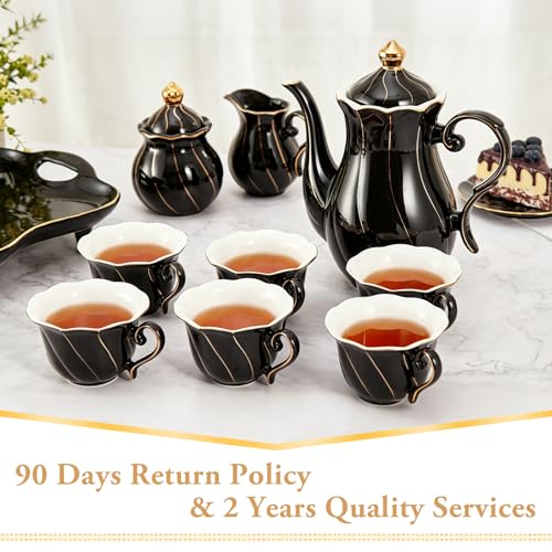 14 pcs Tea Set of 6 with Tea Tray & Spoons