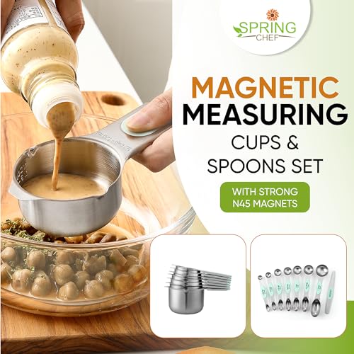 Magnetic Measuring Cups & Spoons Set of 15 with Levelers
