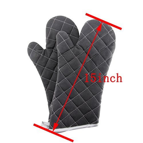 15" 482°F Terry Cloth Oven Mitts 100% Cotton Set of 2 (2 Count)