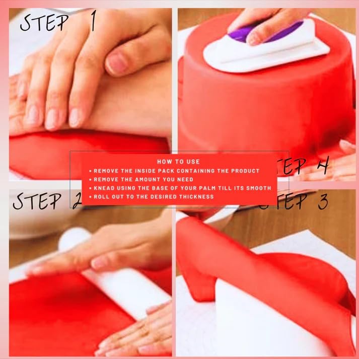 Red Fondant Vibrant Edible Cake Fondant for Christmas & Special Occasions (8.8 Ounce)