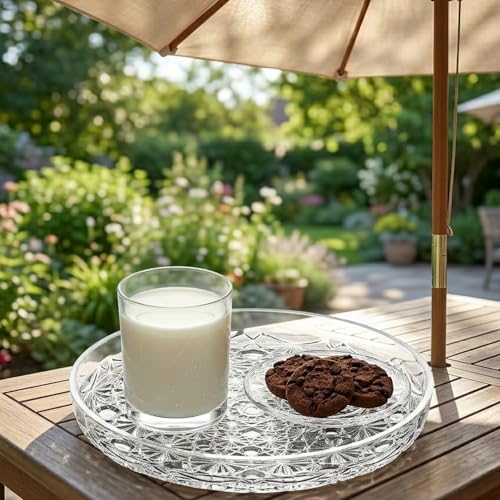 Luna - 2-Pack Acrylic Serving Tray (10" Dia.), Plastic Dinner Plates, Round Coffee Table Tray, Serving Platters for Cookie, Appetizer, Charcuterie, Snack, Dessert, Party Food Display (2 Count)