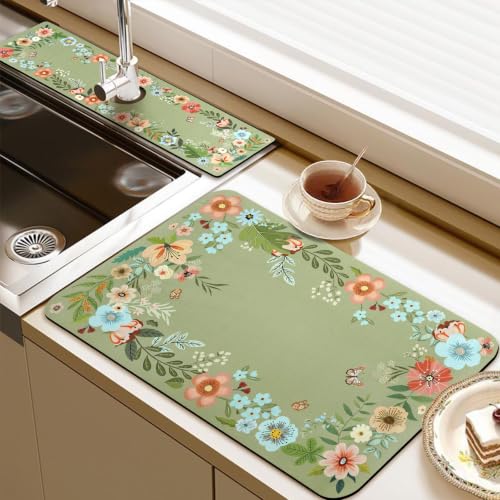 19.5" x 12" Dish Drying Mat & 24" x 5.5" Sink Splash Guard