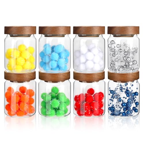 5 oz Glass Spice Jar with Acacia Wood Lid 8 pcs