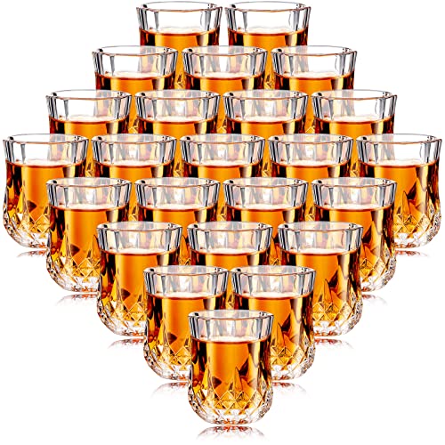 24 Pcs 1.7 oz Mini Shot Glasses Set Whiskey Tasting Glasses Heavy Duty Base Clear Shot Cup Cute Cordial Mini Wine Cups for Bourbon