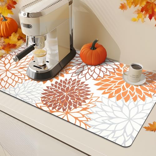 2PCS 16" x 24" Fall Dish Drying Mat & 24" x 5.5" Sink Splash Guard