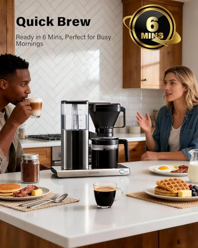 8 Cup Drip Coffee Maker with Reusable Filter and Glass Coffee Pot
