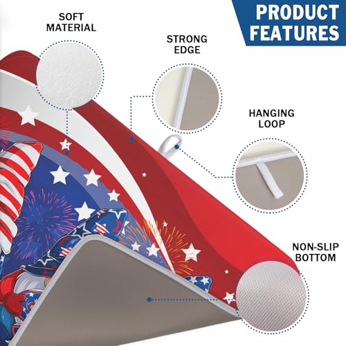 4th of July Dish Drying Mat 18x24 Inch Spring Summer Patrioti Gnome Memorial Kitchen Mats Independece Day Absorbent Dishes Pad for Kitchen Counter Usa Stars Drying Mat Home Decor Countertops
