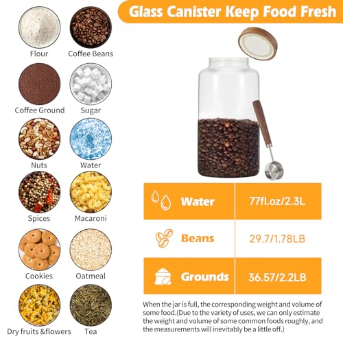 Large Glass Coffee Jars with Spoon